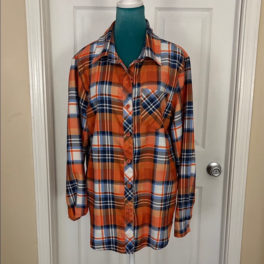 Women’s Orange Plaid Shirt